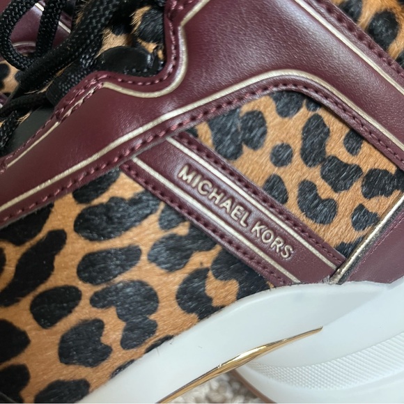 Michael Kors Cheetah Print Olympia Trainer Platform Sneaker HAIRCLIF LTHR sz 10 - Picture 4 of 13